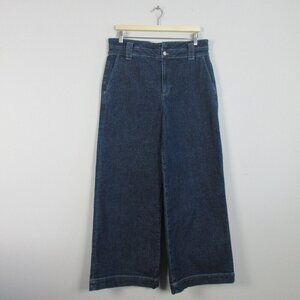 J. Crew Wide Leg Denim Jeans in Dark Blue